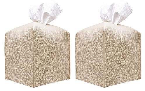 LICHENGTAI Taschentuchbox PU Leder Kosmetiktücher Box 2 Stück Quadratisch Kosmetiktücherbox Taschentuchbox Auto Tissuehalter Kosmetiktuchbox Kosmetiktuchspender Zupftücherbox