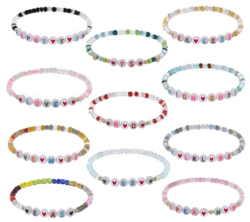 DYLYMX Tour-Armbänder, 11-teiliges Set mit Wörtern, Speek Now, Reed, Repution, Swftes, Minights, Evermare, Inspired und 89, Freundschaftsarmbänder (A)