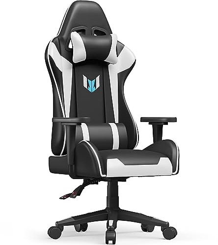 Racingreat Silla de gaming profesional, silla de oficina de piel sintética, silla gaming económica, reposabrazos 2D, silla de juego con soporte lumbar y reposacabezas para oficina de casa