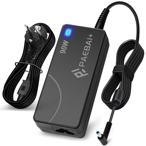 PAEBAI+ 90W 65W Caricatore Alimentatore PC per HP Envy Touchsmart Sleekbook 15 17 M6 M7 Serie, Pavilion 11 14 15 17, Spectre X360 13 15, Elitebook Folio 1040 19,5V 4,62A Adattatore