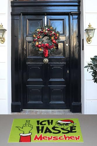 KAMACA Freche Fußmatte mit Spruch Ich Hasse Menschen Schmutzfangmatte 40x60 cm rutschfest originelle Begrüßung an der Wohnungstür Weihnachten Weihnachtszeit (Türmatte Festtags - Muffel 40x60)