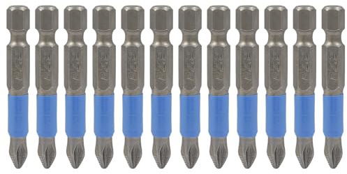 Cjueiom 12Pcs Magnetic Phillips Screwdriver Bits Set, 50mm | PH1, PH2, PH3, PZ1, PZ2, PZ3 Drive Bits, Anti Slip, Cross Head Electric Screwdriver Bits, 1/4 Hex Shank