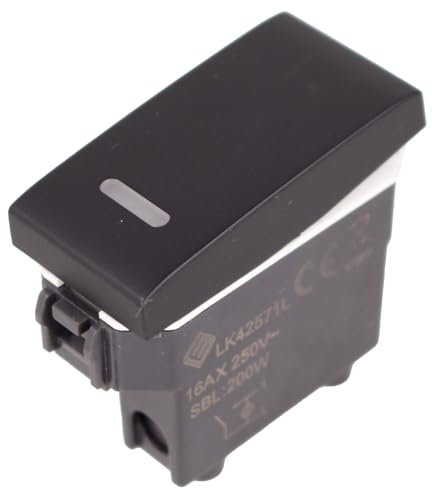 Interruttore Con Indicatore Luce Led, Compatibile Con Bticino Living, Compatibile Con Vimar Plana (1 Pezzo, Nero)