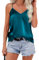 Zeagoo Top de satén para mujer, espagueti, cuello en V, sin mangas, camiseta de verano, tirantes ajustables, parte superior básica, verde, S