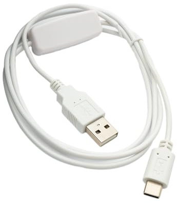 System-S USB 3.1 Kabel 120 cm Typ C Stecker zu 2.0 A Stecker Schalter Adapter in Weiß