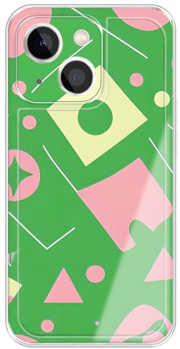 Berkin Arts Compatible with iPhone 15 Case Clear TPU Cover Green Modern Geometric Shape Colorful Aesthetic Bright green