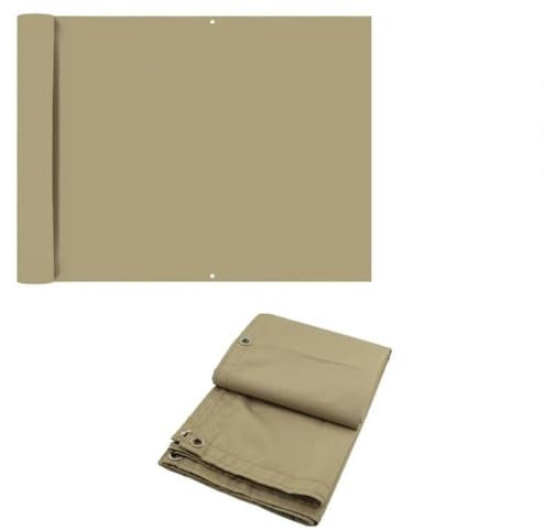 Tissu polyester imperméable 300D anti-UV pour maison, hôtel, terrasse, brise-vent, clôture, balcon, brise-vue, kaki, 1 m x 7 m