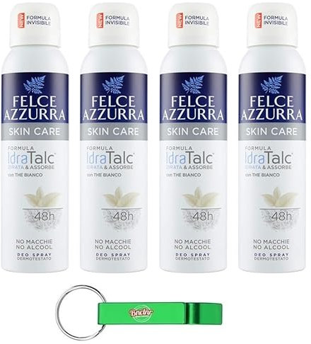 Felce Azzurra - Deodorante spray Skin Care con tè bianco, formula IdraTalk, efficacia 48 ore, senza macchie, 150 ml + portachiavi Beni Culinari