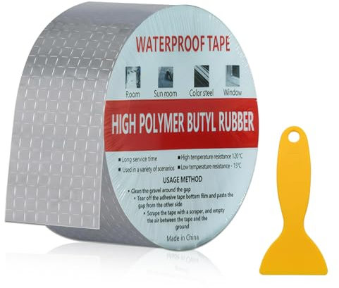 DERJDISF Wasserdichtes - KlebebandDichtungsband, Butylband mit Schaber, ideal für Wohnmobil-Reparaturen, Abdichtung von Fenstern und Dächern, 2 Zoll x 16 Fuß