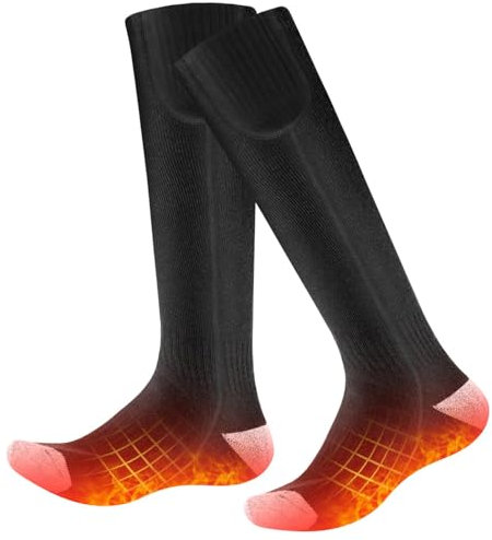 Beheizte Socken, Johelitt 2×4000 mAh Rechargeable Beheizbare Socken mit 3 Wärmeeinstellungen Heizsocken Waschbare Heated Socks für Outdoor Skifahren Winter Camping Wandern