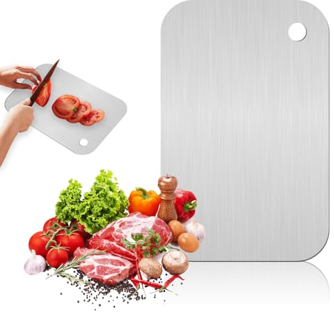 Tagliere in acciaio inox Tagliere in titanio per cucina Tagliere acciaio inox 15 x 25 cm Taglio in titanio su due lati per carne, verdura, frutta