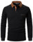 APAELEA Poloshirt Herren Langarm Baumwolle Golf T-Shirt Casual Tops,Schwarz2,XL