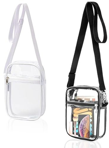 ATSGJLZN 2Pcs Durchsichtige Tasche,Transparente Tasche Wasserdicht aus PVC, Clear Bag mit Verstellbarem Riemen für Konzert Concert Festival