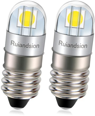 Ruiandsion E10 LED Birne 6V Nicht Polarität 3030 2SMD Chip Miniatur Schraube Indikator Birne Ersatz für Scheinwerfer Taschenlampen Fahrrad Arbeitsleuchten Mikroskop Lampe Pack von 2