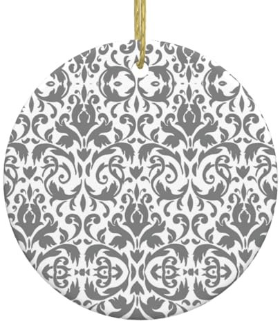 Decoro, stampa nera bianca, albero di Natale, ceramica, ornamenti da appendere per casa, feste, vacanze, decorazioni