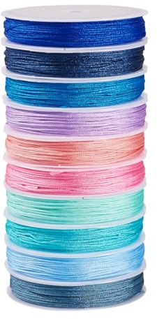 FASHEWELRY 10 couleurs fil de perles en polyester 0,8 mm cordon chinois tressé brin bleu rose pour faire-soi-même couture macramé bracelet collier fabrication de bijoux