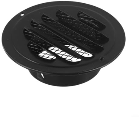 Grille d'aération murale ronde en acier inoxydable pour salle de bain, cuisine, bureau - Noir (80 mm)