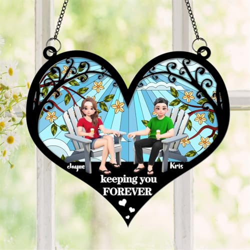 Personalized Couple Beach Chair Suncatcher Custom Keeping you Forever Suncatcher Window Hanging You and Me We Got This Suncatchers Ornament Christmas Anniversary Birthday Housewarming Gift