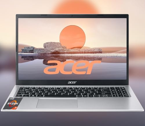 Acer Ordinateur portable Aspire 3, écran FHD 15,6 1920 x 1080, 16 Go de RAM 256 Go SSD, processeur AMD Ryzen série 7, Windows 11 Pro, WiFi 6, clavier rétroéclairé, caméra HD, jusqu'à 8 heures