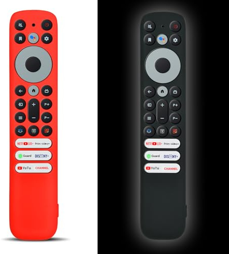 RYQIF Confezione da 2 custodie per telecomando RC902V, compatibili con TCL Smart 4K Ultra HD QLED, custodia in silicone morbida (nero e rosso)