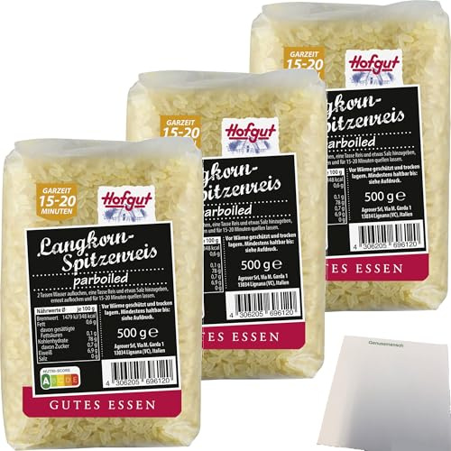 usy Bundle für Hofgut Spitzenreis Parboiled 3er Pack (3x500g Packung) + usy Block