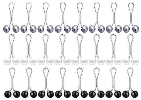 KNUIUYY 24 Stück Hijab Nadeln, Damen Hijab Pins Clips, Perlen Sicherheitsnadeln Hijabs Pins Schal Nadeln Clips, 3 Farben U Förmige Clip, Schal Pullover Kopftuch Schals Dekoration für Muslim Frauen