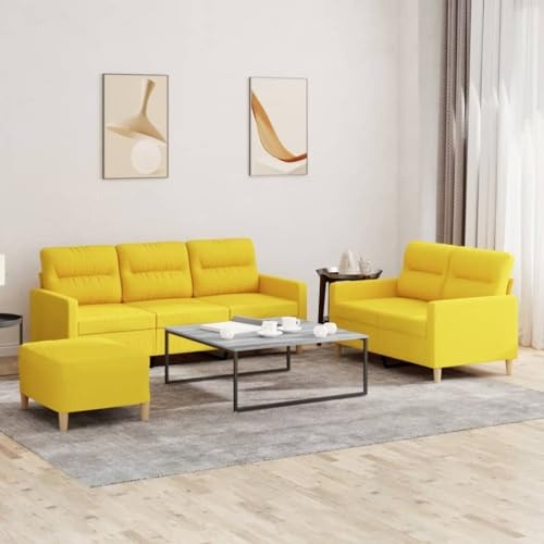 Fangmaliuyun 3-TLG. Wohnlandschaft aus hellgelbem Polyester 138 x 77 x 80 cm Couch mit Fußhocker mini Sofa Set modernes Design für kleines Wohnzimmer Jugendzimmer Büro
