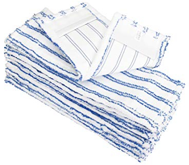 HELOME 10x Microfaser-Möppe für Gewerbetreibende - Wischmöppe für 50cm Mopphalter - Wischbezüge mit Abrasivstreifen - Professionelle Taschenbezüge