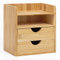 woodluv Desktop Organiser With 2 Drawers, Mini Shelf Storage Box, Drawer Storage For Home Workspace Office Supplies, 19.4 (L) x 13 (W) x 21 (H)