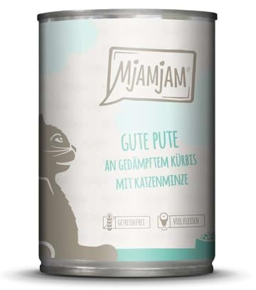 MjAMjAM Katzen Nassfutter: Gute Pute an gedämpftem Kürbis - 6er Pack, hoher Fleischanteil
