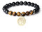 coai Albero della Vita Bracciale Unisex Bilanciamento Reiki con Perle in Tormalina Nera e Occhio di Tigre Marrone con Medaglietta Amuleto Albero della Vita, Bracciale Elastico in Pietre Benefiche