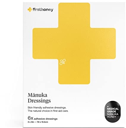 First Honey Manuka Honig-Pflaster - Latex- und Antibiotikafrei - Medizinischer Honig – Für Verbrennungen, Schnittwunden, Schürfwunden - 6er Pack