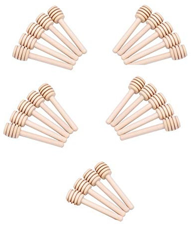 24 piezas de madera cazo de miel, mermelada, mermelada, jarabe, drizzler, barra de mezcla, aparatos de cocina(8cm)