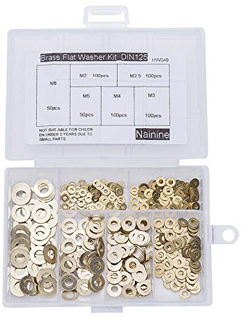 Assortiment de rondelles plates en laiton, 500 pièces (M2, M2.5, M3, M4, M5, M6)