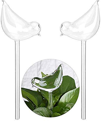 Cratone Pflanzen-Wasserspender in Vogelform selbstbewässernde Kugeln Glas transparent Pflanzenbewässerung Pflanzen 2 Stück