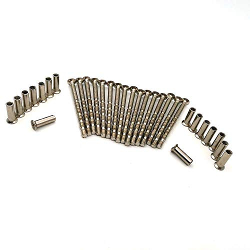 Lot de 16 vis avec manchons M4 pour poignées, serrures ou boutons de porte - couleur nickel