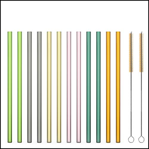 Sir Finley Monkey Glasstrohhalme lang (12 Stück) - Glas Strohhalme wiederverwendbar, spülmaschinenfest - 20cm gerade bunt