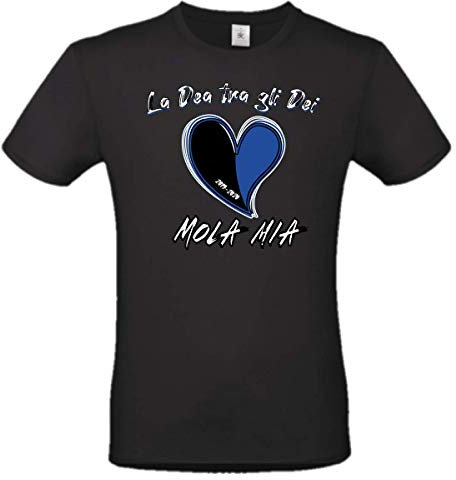 DND DI D'ANDOLFO CIRO T-Shirt Maglia Blu o Nera La dea tra Gli dei Mola Mia per Tifosi Atalanta Calcio celebrativa Champions League 2019-2020 Stampata Direttamente su Tessuto (L, Nera)