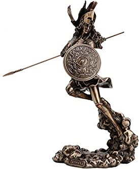 Ancient Greek Goddess Athena / Minerva Attacking from The Clouds (Cold Cast Bronze Statue / Sculpture 23cm / 9 inches )