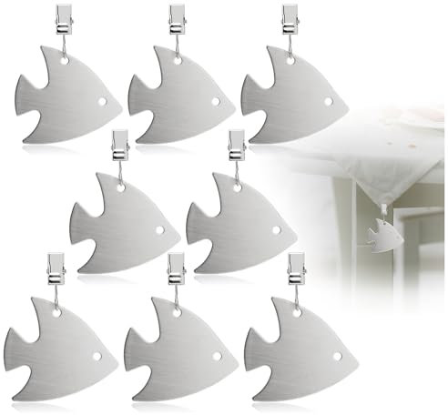 com-four® 8X Tischdeckenbeschwerer - Tischtuchgewichte aus rostfreiem Edelstahl - Tischtuchklammer - jeweils ca. 40g - Tischdeckenklammern