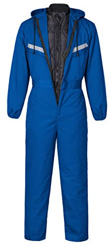 Yukirtiq Men's Padded Work Coveralls Hi Viz Boilersuit 2 in 1 Winter Warm Coveralls Refective Long Sleeve Overalls Boiler Suit, Royal Blue, S