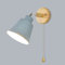 LZGS Go Swing Bands Wandlampe mit Schalter Macaron E27 Lampentyp Zugschnurschalter Wandleuchte Holz Nachttischlampe für Wohn- Und Schlafzimmer (Grau 2)
