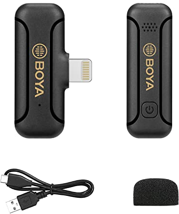 BOYA Wireless Lavalier-Mikrofon für iPhone 14 iPad Vlog, BY-WM3T2 D1 Wireless Handheld-Mikrofonsystem für die Aufnahme, Live-Stream, YouTube, Tiktok, Facebook, Rauschreduktion automatisch-sync