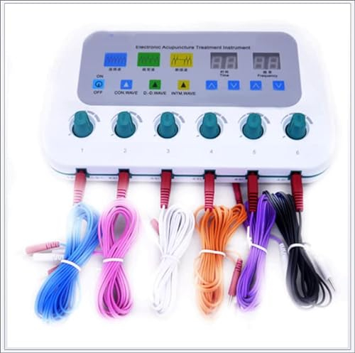 GUBAOPQLA Elektrostimulationsgerät Multifunktion TENS EMS Muskelstimulationsgerät 6 Kanäle Akupunktur Therapie Ausrüstung Meridian Ganzkörper Entspannen Reizstromgerät Physiotherapie Maschine
