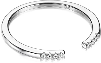 Milacolato 925 Silber Eheringe Ringe Für Damen Herren, Intarsien Zirkonia Hochzeit Verlobungsringe Verstellbar, 1Pc Versprechen Engagement Für Pärchen, Offene Stapelringe Schmuck Mit Geschenkbox dünn