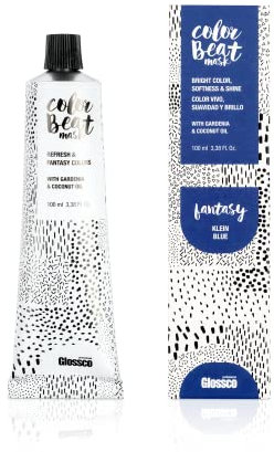 Grupo Almagro Glossco, Color Beat Mask, Coloración Semipermanente Profesional en Crema. Hasta 17 tonos de Fantasia y Pastel. Fácil aplicación, 100 ml (Azul (Klein blue))