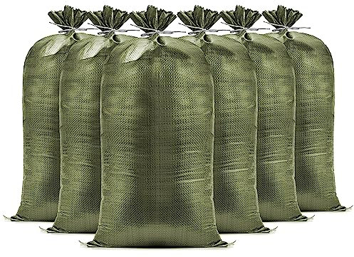 (Nicht in China hergestellt), robuste Sandsäcke für Überschwemmungen, leer mit Schnüren, UV-Schutz für 1600 Stunden, Hochwassersperre, Sandsäcke, 35,6 x 66 cm, Sandsack für Gewicht, 22,7 kg Kapazität