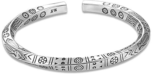 Auspicious Totem Ethno Armband Vintage Distressed Totem Runen Geschnitzt Ethno Armreif Cuff K9U3 für Herren Exotische Manschette Armreif Geschnitzt