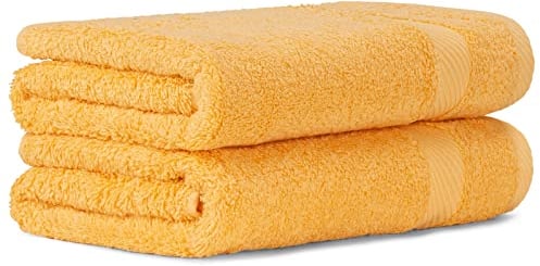 Luckytowel Handtücher Set 50x100 cm 100% Baumwolle, Handtuch-Set 2er Pack Gelb