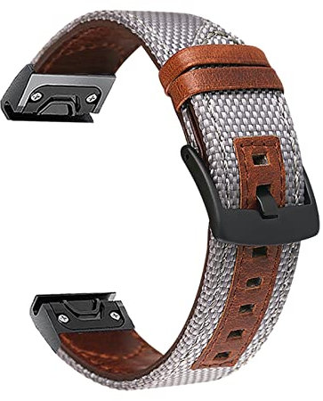MGTCAR Schnellverschluss-Lederarmband für Garmin Fenix 6 6X Pro Easy Fit Strap für Garmin Fenix 3 3HR 5X 5 Plus 6 Pro Armband, 22mm Fenix 6 6Pro, Achat